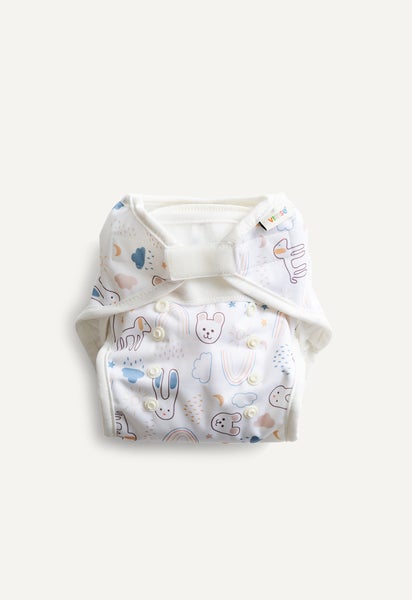 Diaper Cover - All in Two - White Teddy