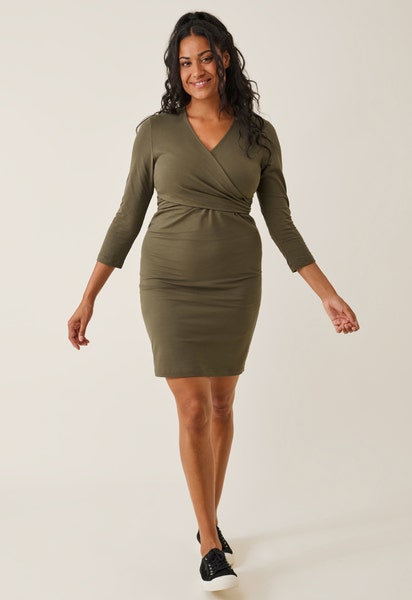 Maternity wrap dress - Green Olive