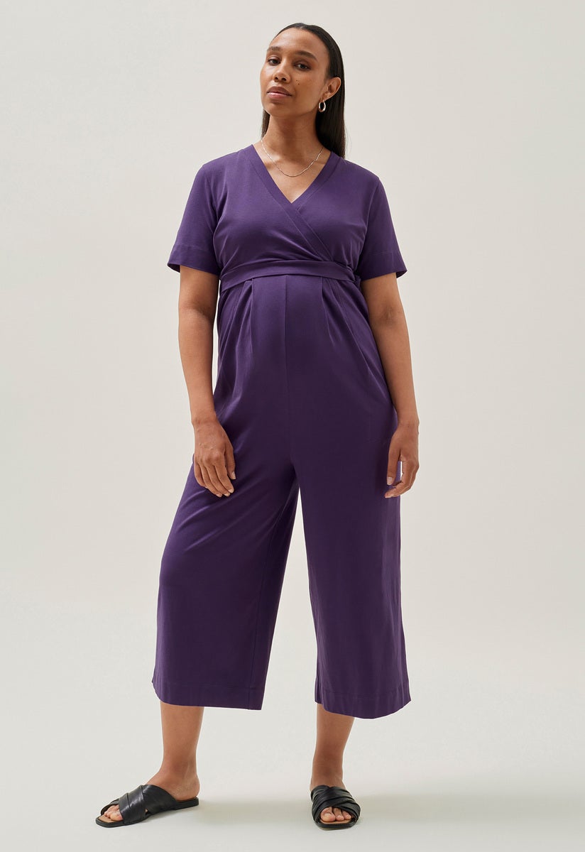 Purple maternity jumpsuit on sale