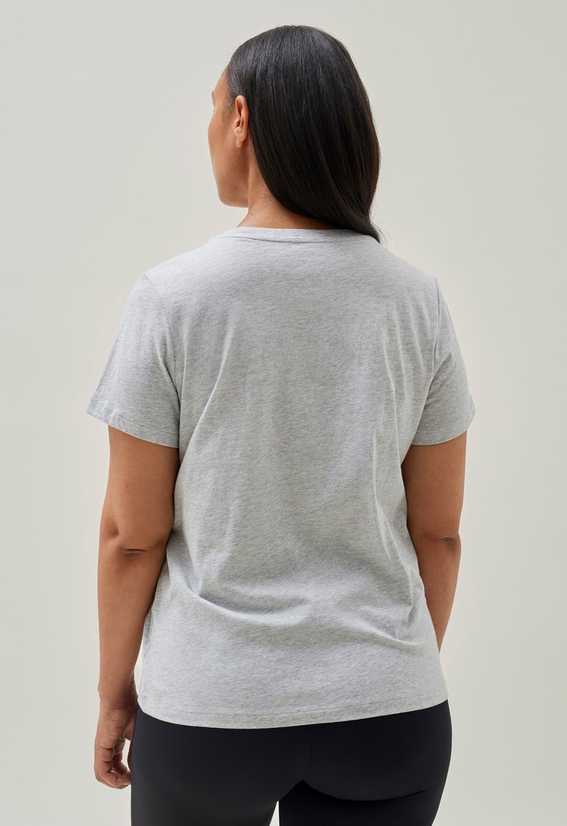 Maternity t-shirt with nursing access - Grey Melange