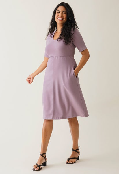 A shaped nursing dress short sleeve - Lavender
