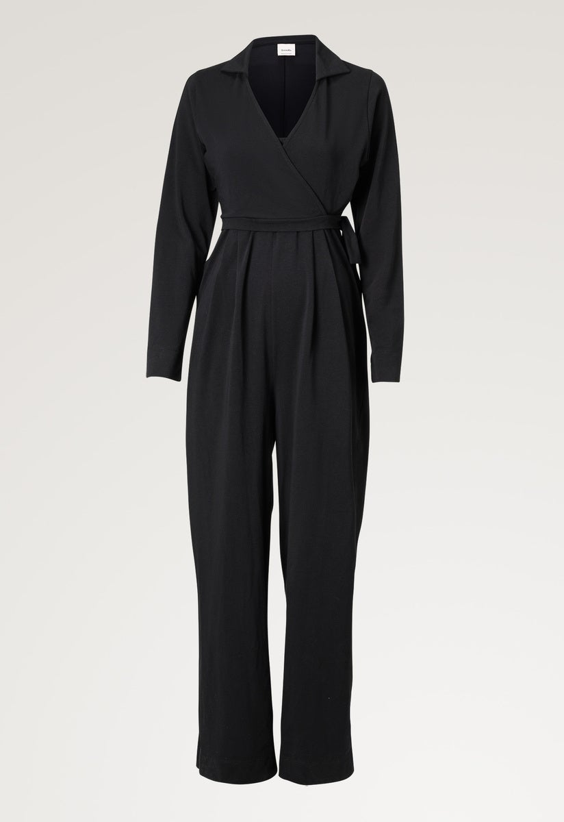 Maternity jumpsuit with collar - Black