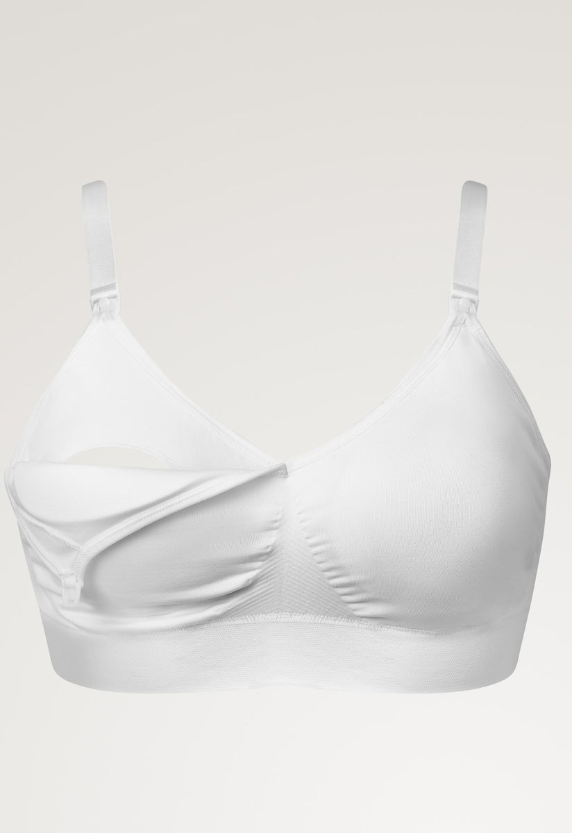 Seamless nursing bra with pads - White